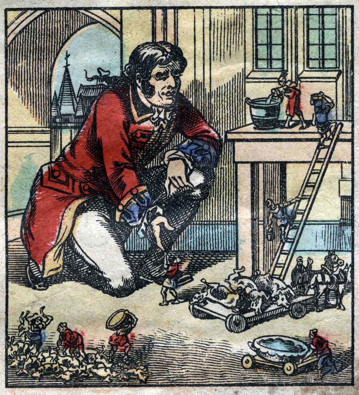 Lemuel Gulliver poradce armády Lilliput. Ilustrace pro „“ Gulliver