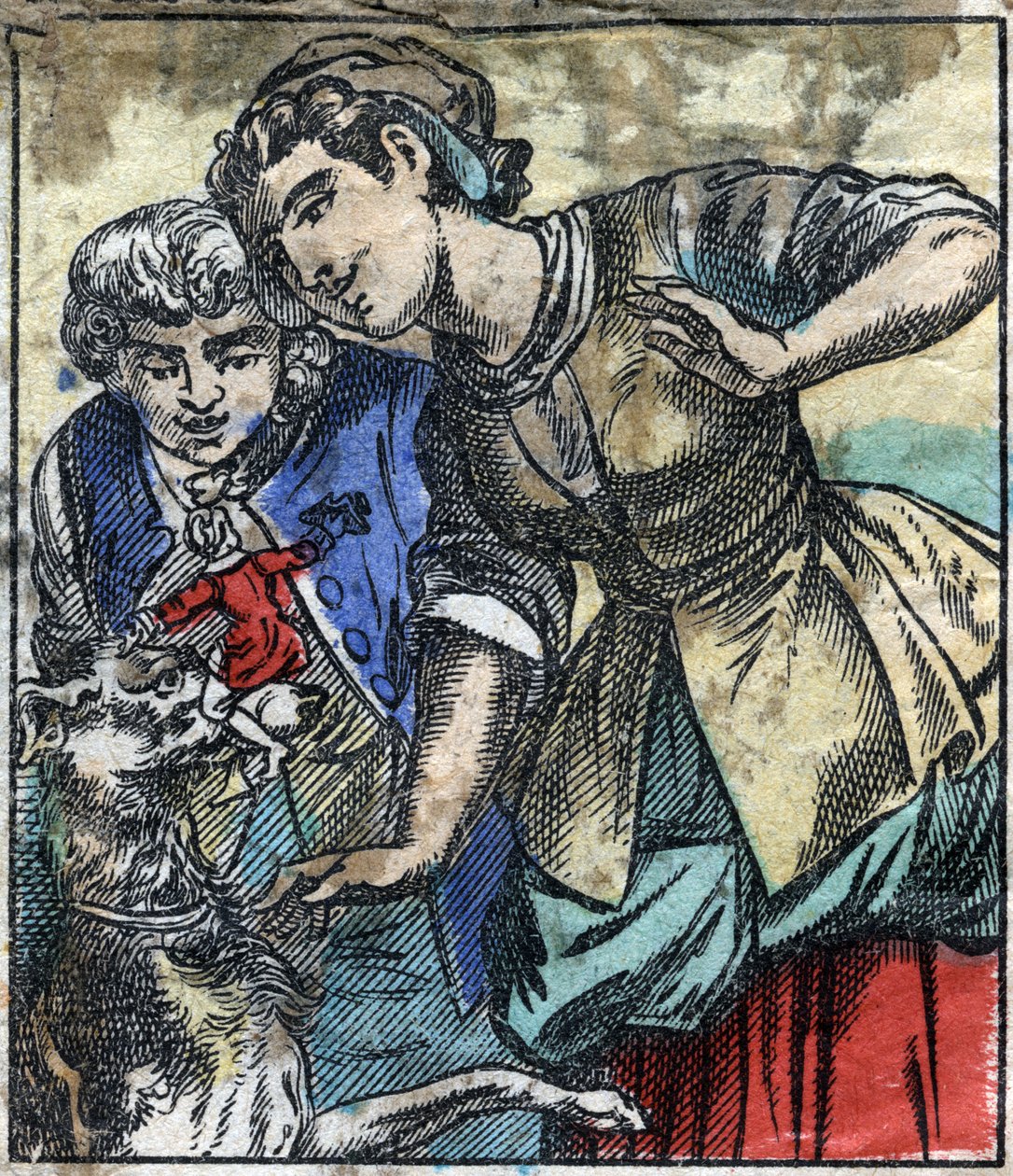 Lemuel Gulliver v zemi obrů Brobdingnag. Ilustrace pro „“ Gulliver