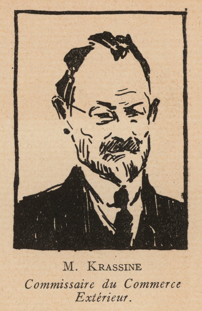 Leonid Krasin, ruský bolševický revoluční politik a lidový komisař zahraničního obchodu (litografie) od French School