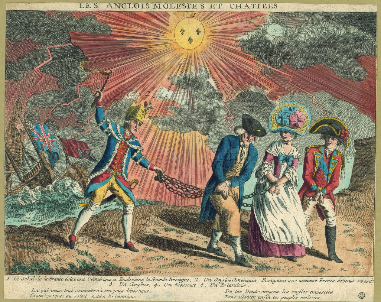 The English Molestes and Chatiees, pub. 1779 (ručně kolorovaná rytina) od French School