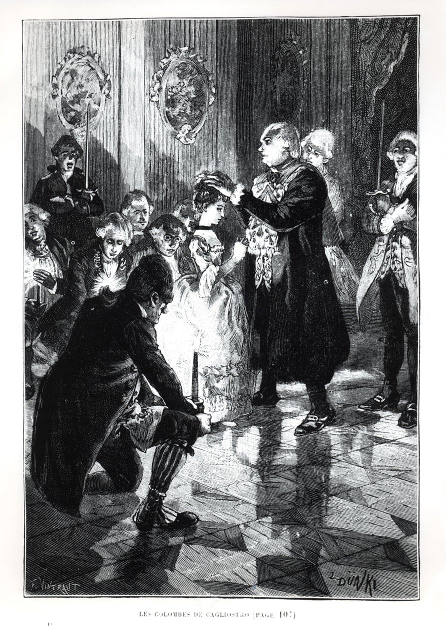 Les Colombes de Cagliostro, ilustrace z Les Merveilles de la Science od Louise Figuiera 1819-94) vydané v Paříži, 1893 od French School