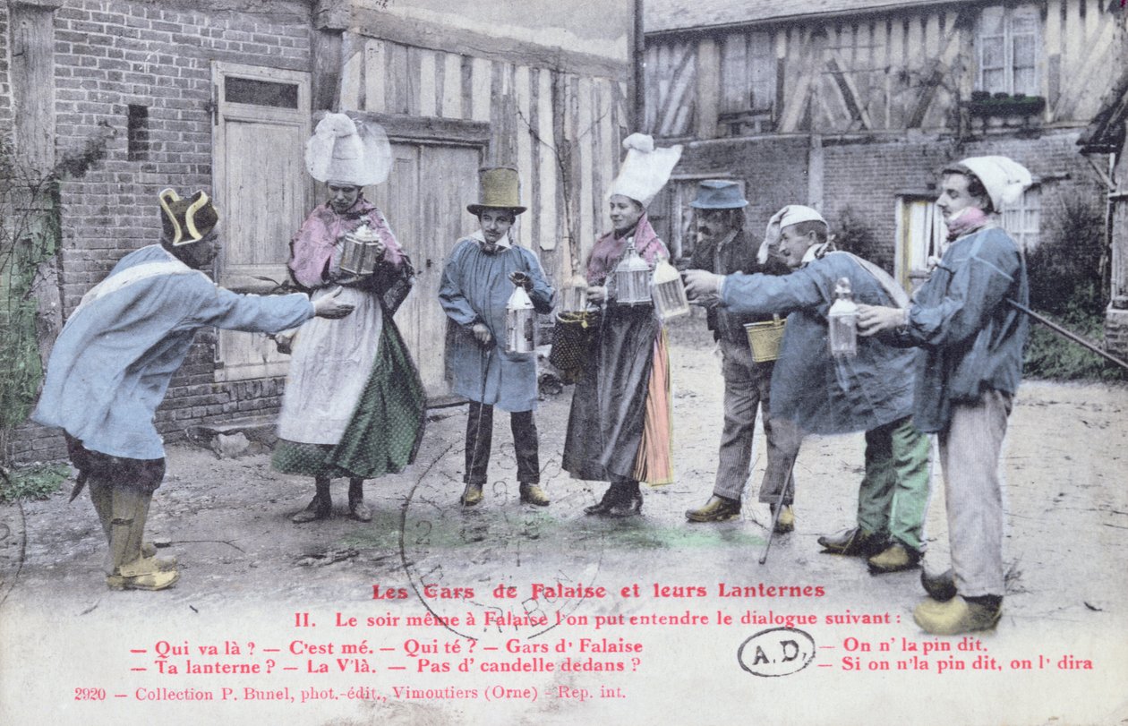 Les Gars de Falaise a jejich lucerny, kolem roku 1910 (po fotografii) od French School
