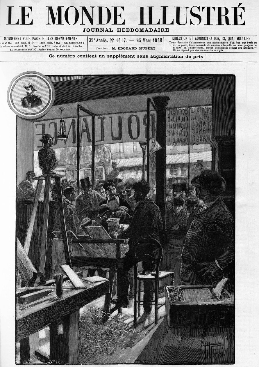 Boulangistické demonstrace v Paříži v „Le Monde llustrious“ v roce 1888. od French School