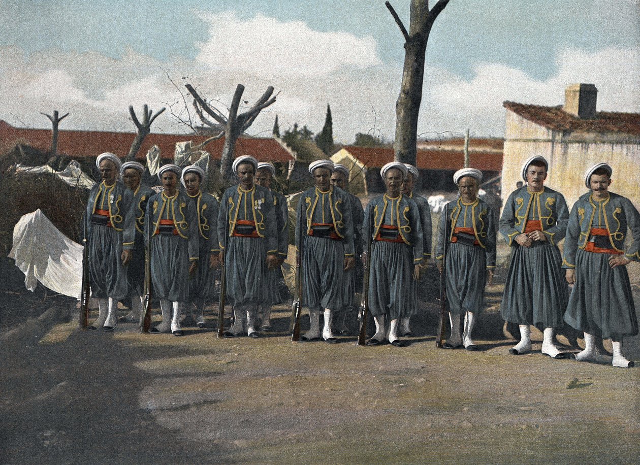 Alžírští střelci v „“ Vojenské album: armáda Afriky. Pěchota – Kavalérie”” od French School