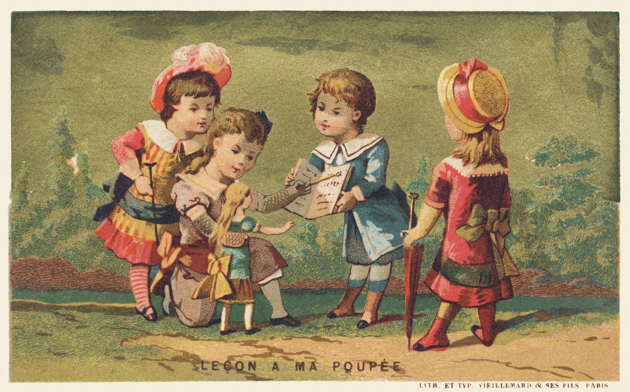 Lekce pro mou panenku, konec 19. století (chromo) od French School