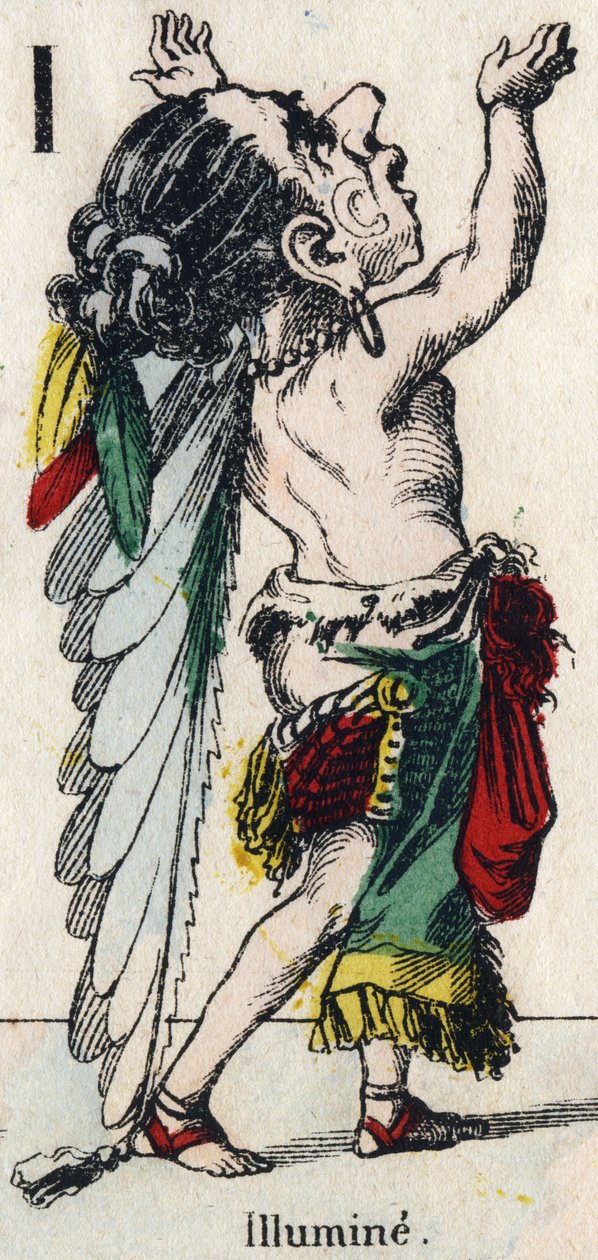 Písmeno I: Rozsviťte se. Gravírování v "" Komiksové abecedě"". Nové epinalové zobrazování. Litografie Pinot et Sagaire, redakce, mezi 1860 a 1888. Deska č. 491 s 25 iluminovanými písmeny. Rozměr: 40,5 x 28 cm. Soukromá sbírka od French School