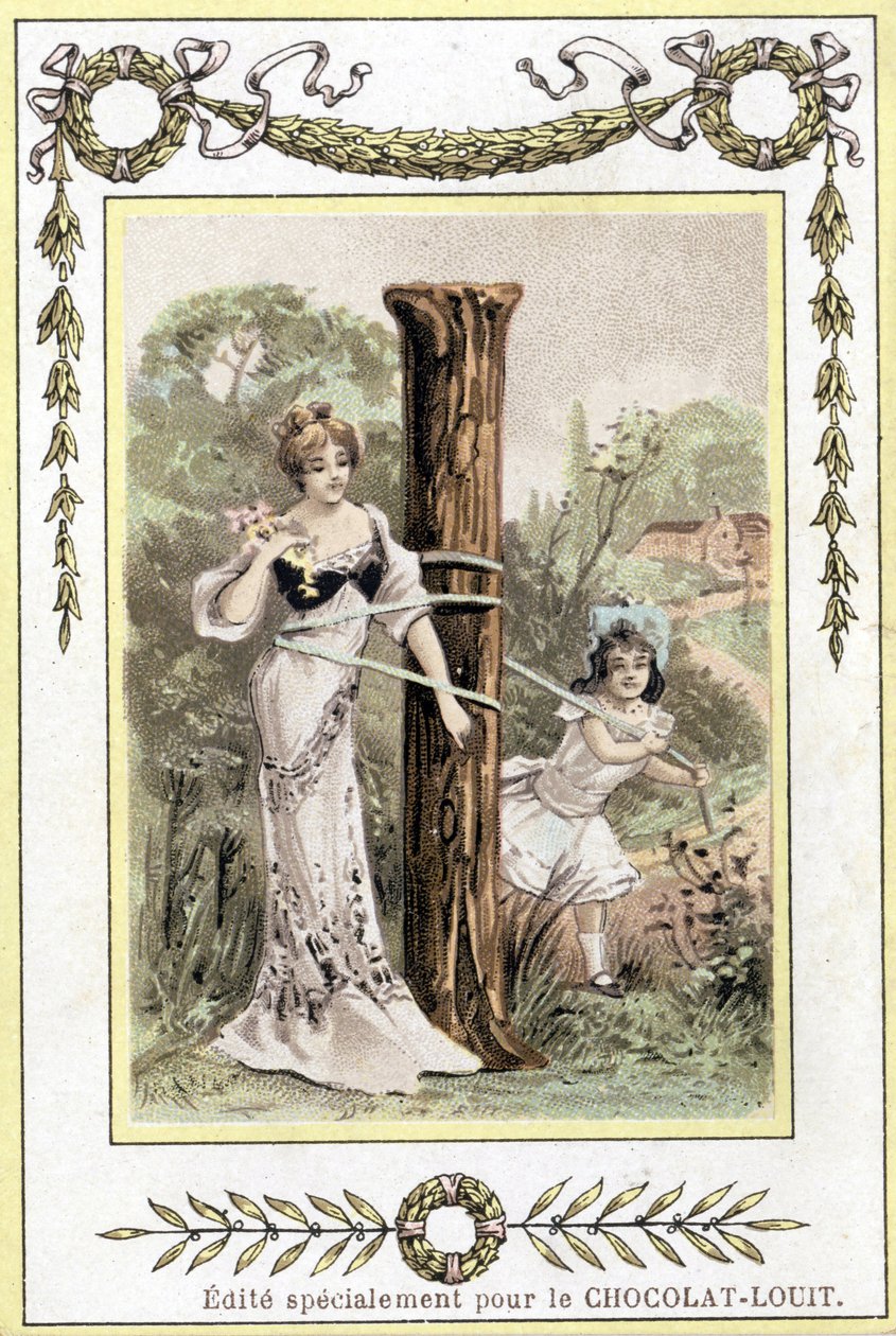 Dopis představující hru matky a dcery, konec 19. století (chromolitograf) od French School