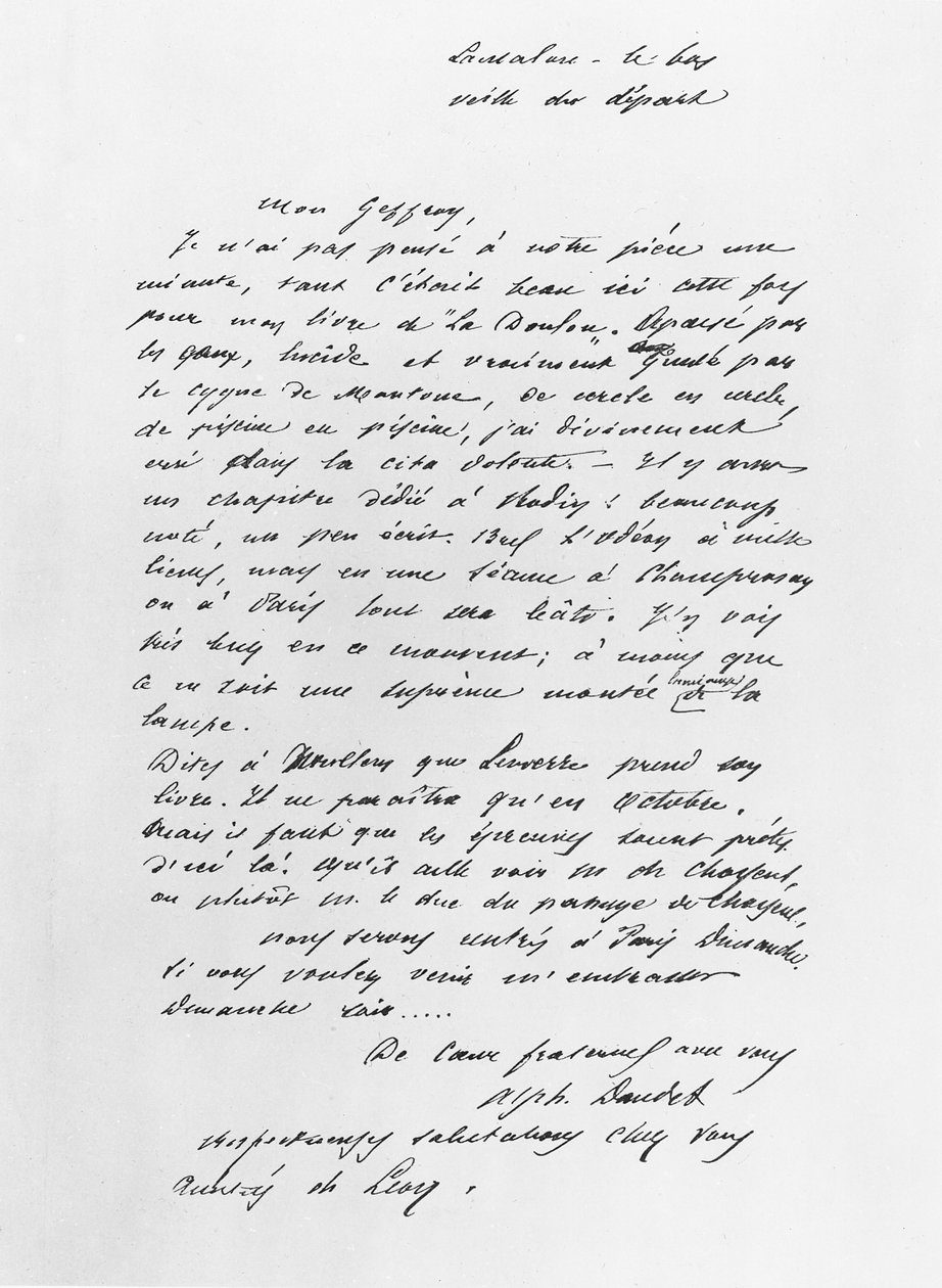 Dopis poslal Alphonse Daudet od French School