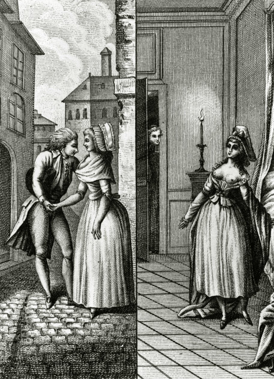 Osvobození - v „Děje po dni ženy z Francouzské republiky“, Restif de La Bretonne (1734-1806), Ženeva 1791-1794. od French School