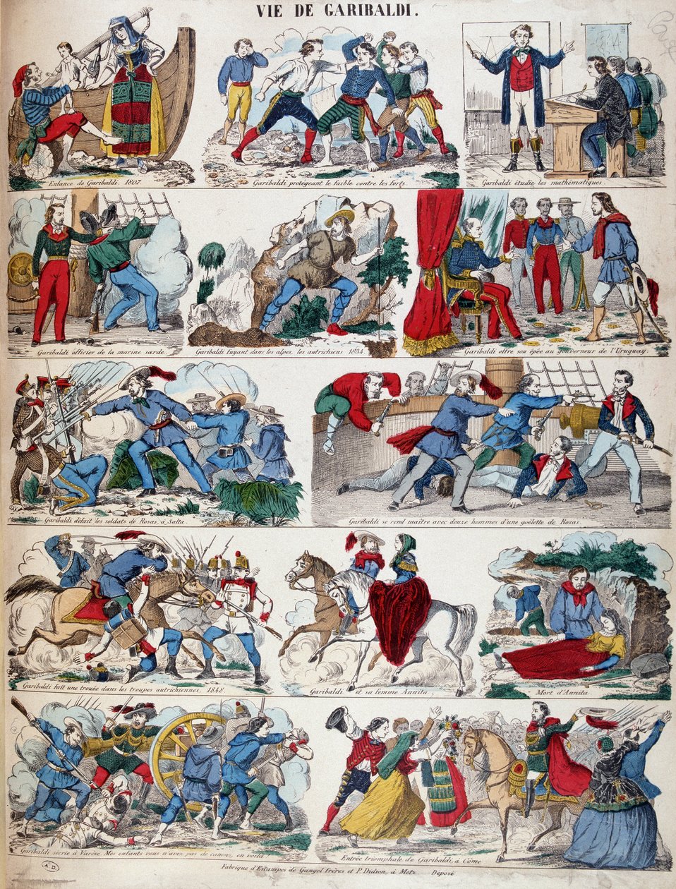 Život Giuseppe Garibaldiho v několika kresbách. od French School