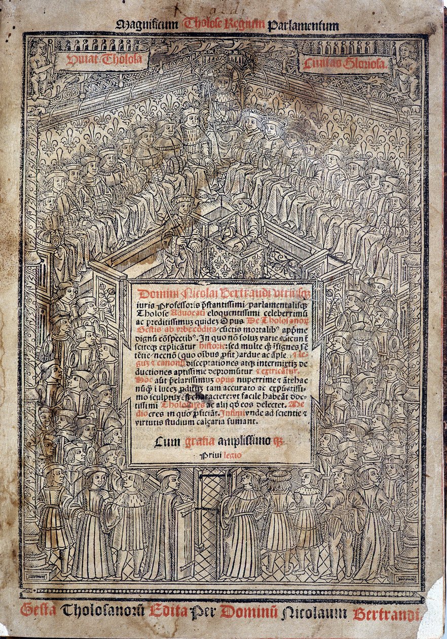 Litera spravedlnosti v parlamentu v Toulouse v knize "De Tholosanorum Gestis", Nicolas Bertrand, Toulouse od French School