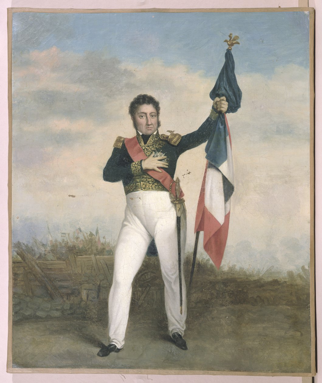 Louis-Philippe (1773-1850) s trikolorovou vlajkou na barikádách během revoluce v roce 1830 od French School