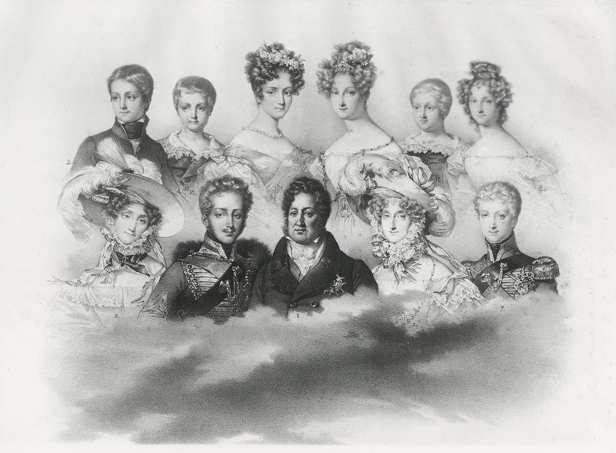 Louis-Philippe I a jeho rodina v roce 1830 (rytina) od French School