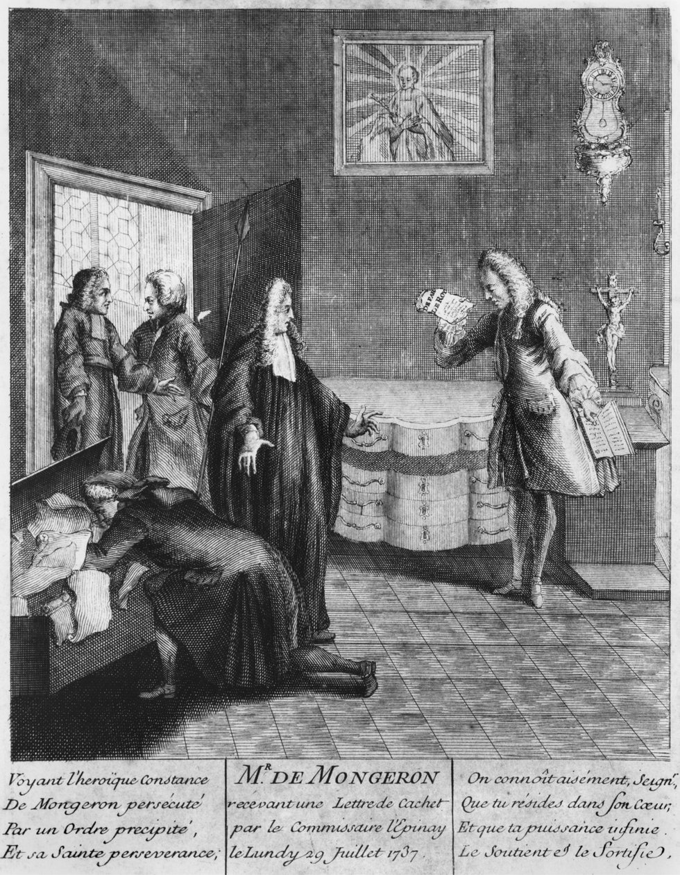 Louis Basile Carre de Montgeron při přebírání cachetu od krále Ludvíka XV., 1737 od French School
