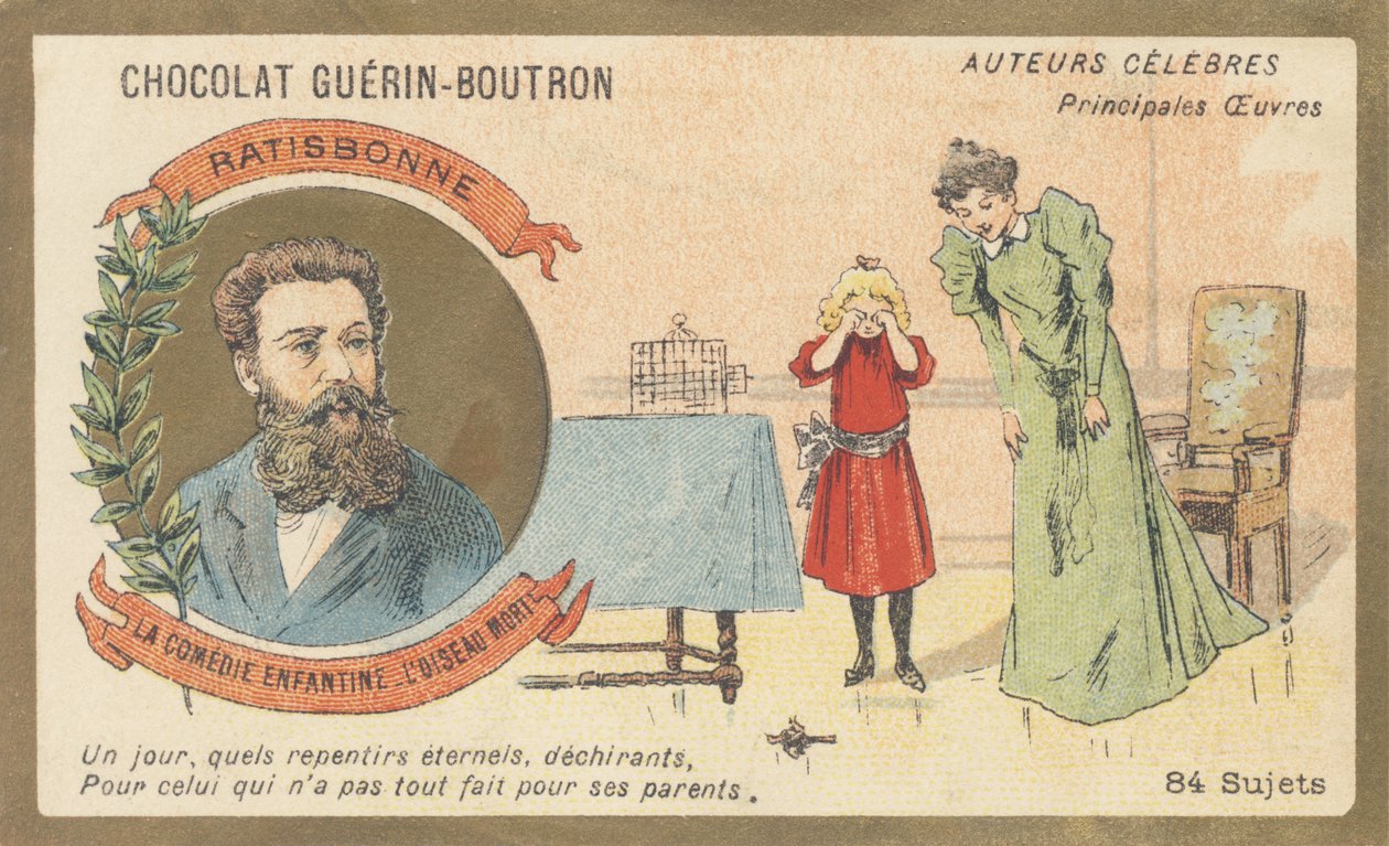 Louis Gustave Fortune Regensbonne (1827-1900), francouzský spisovatel, autor „La comedie enfantine — L’oiseau mort“ (1861) od French School
