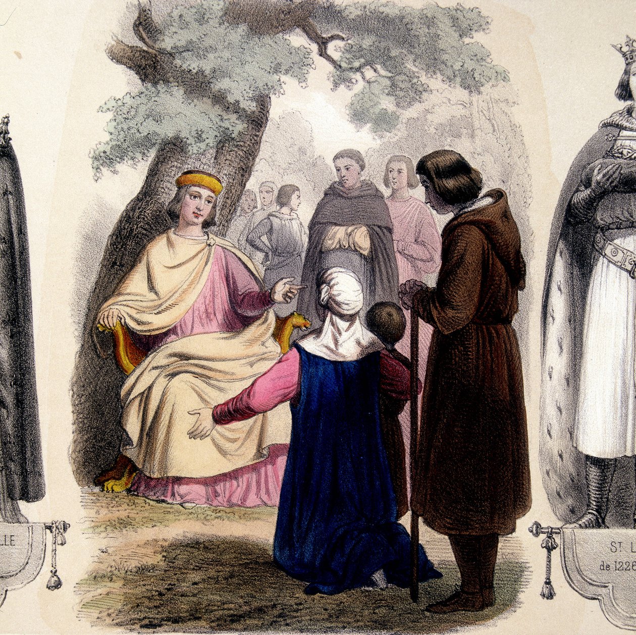 Louis IX, dit Saint Louis (1214-1270) vynášející spravedlnost pod dubem. od French School