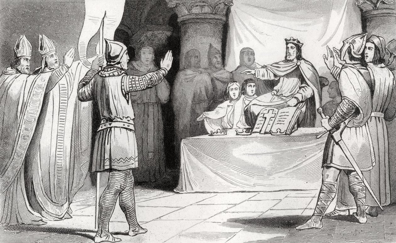 Ludvík I. (778-840) Zbožný na dvoře, z Colartovy knihy "Histoire de France", vydané kolem roku 1840. od French School