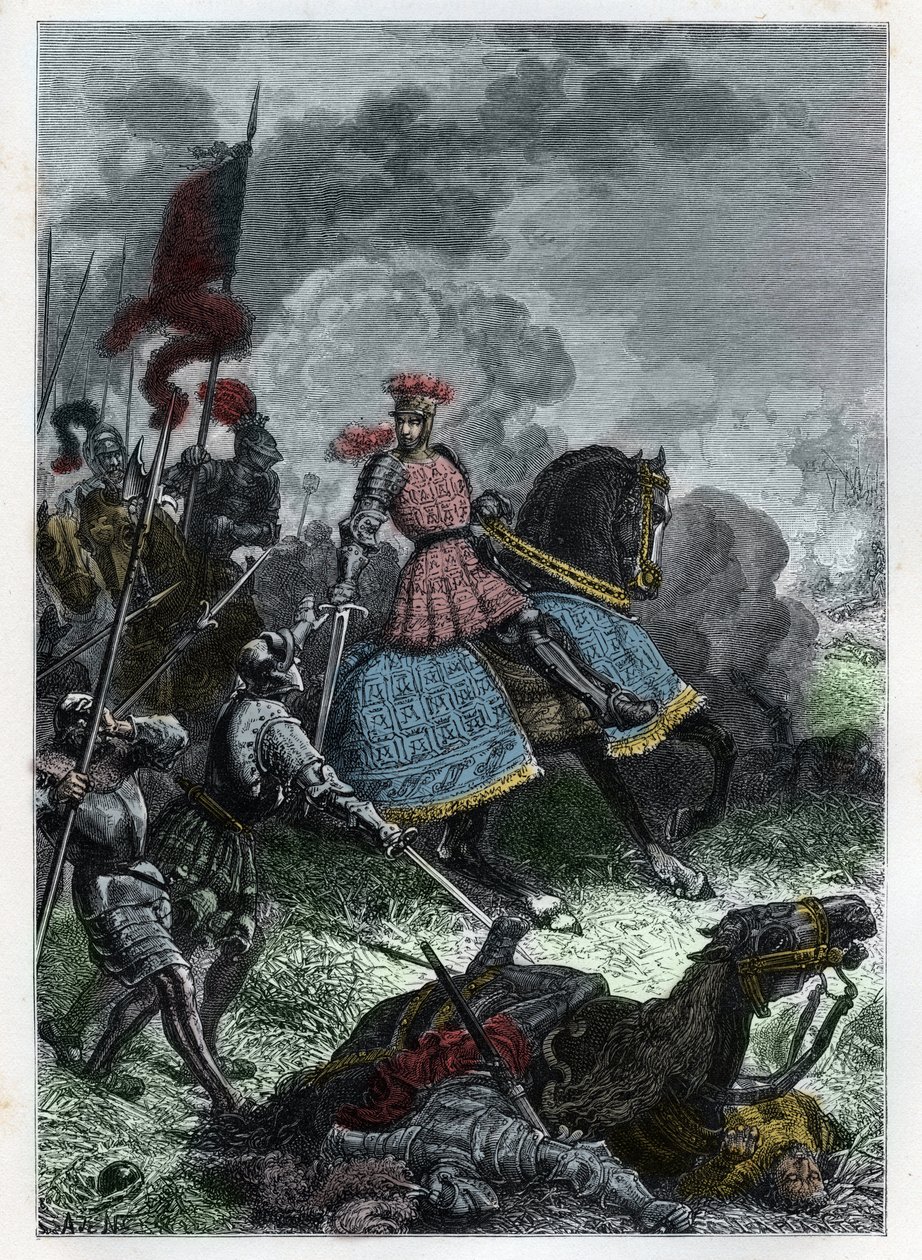 Ludvík XII. v bitvě u Agnadelu u Cremy v Lombardii vyhrál král nad Venitiany 14. května 1509 - Bitva u Agnadella - Francouzský Ludvík XII. porazil Benátčany - rytina z „“ L