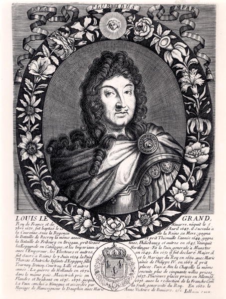 Louis XIV (1638-1715) francouzský král, kolem 1680 (rytina) (čb foto) od French School