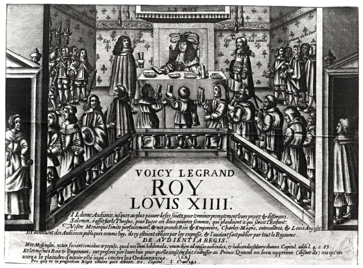 Ludvík XIV. (1638-1715) vykonávající spravedlnost (xylograf) (černobílá fotografie) od French School