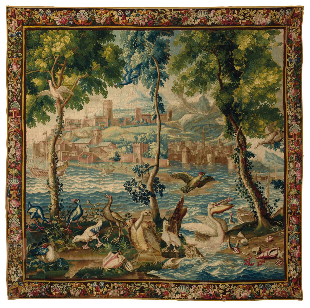 Tapisérie "mořských přístavů" Louis XIV Beauvais, kolem roku 1700 od French School