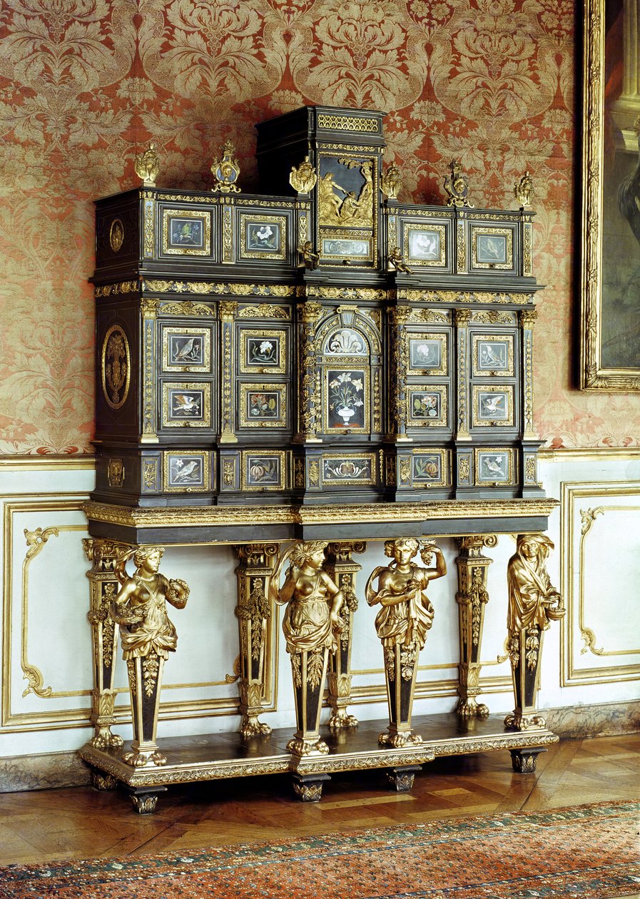 Skříň na šperky Ludvíka XIV., Gobelins Workshop, kolem 1685 (bronz a eben) od French School