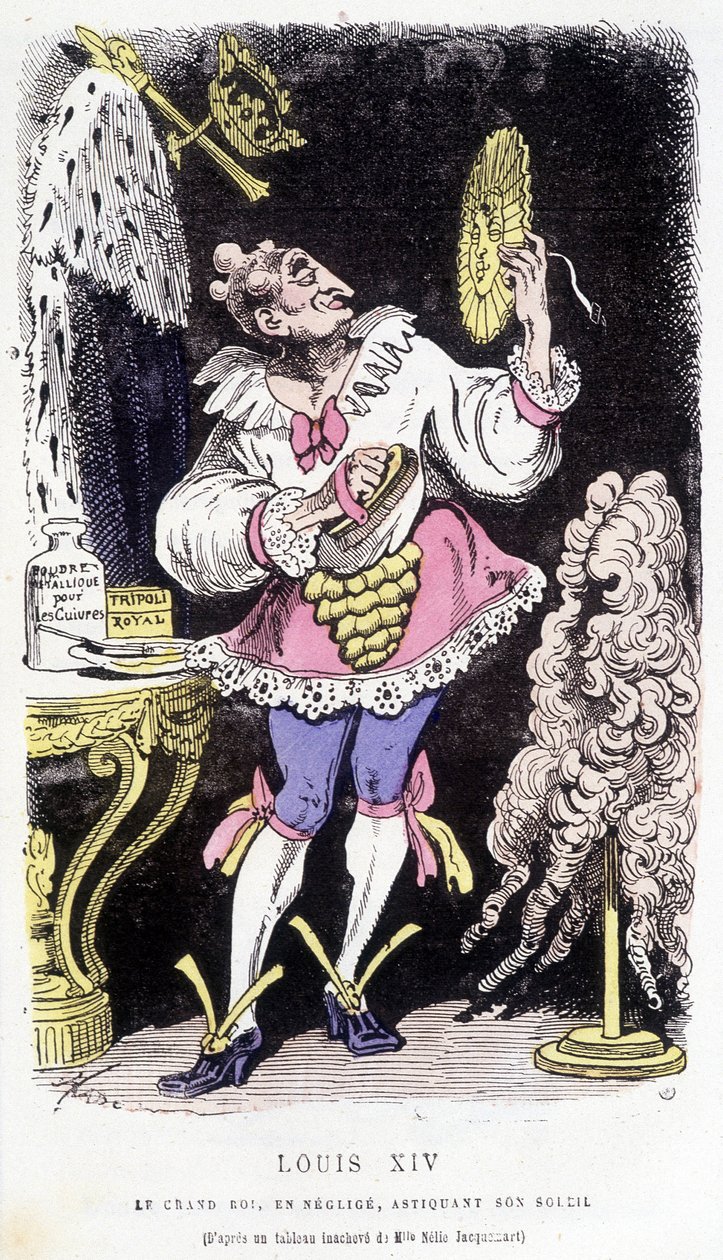 Ludvík XIV.: velký král, opomíjený, asticizující své slunce – v „“ Histoire de France Tintamarresque““ od Touchatout od French School