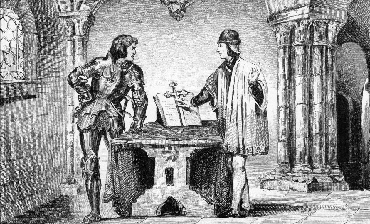 Ludvík XI. (1423-83) držený v domácím vězení Charlesem Smělým (1433-77) z „Histoire de France“ od Colarta, vydaného kolem roku 1840 od French School