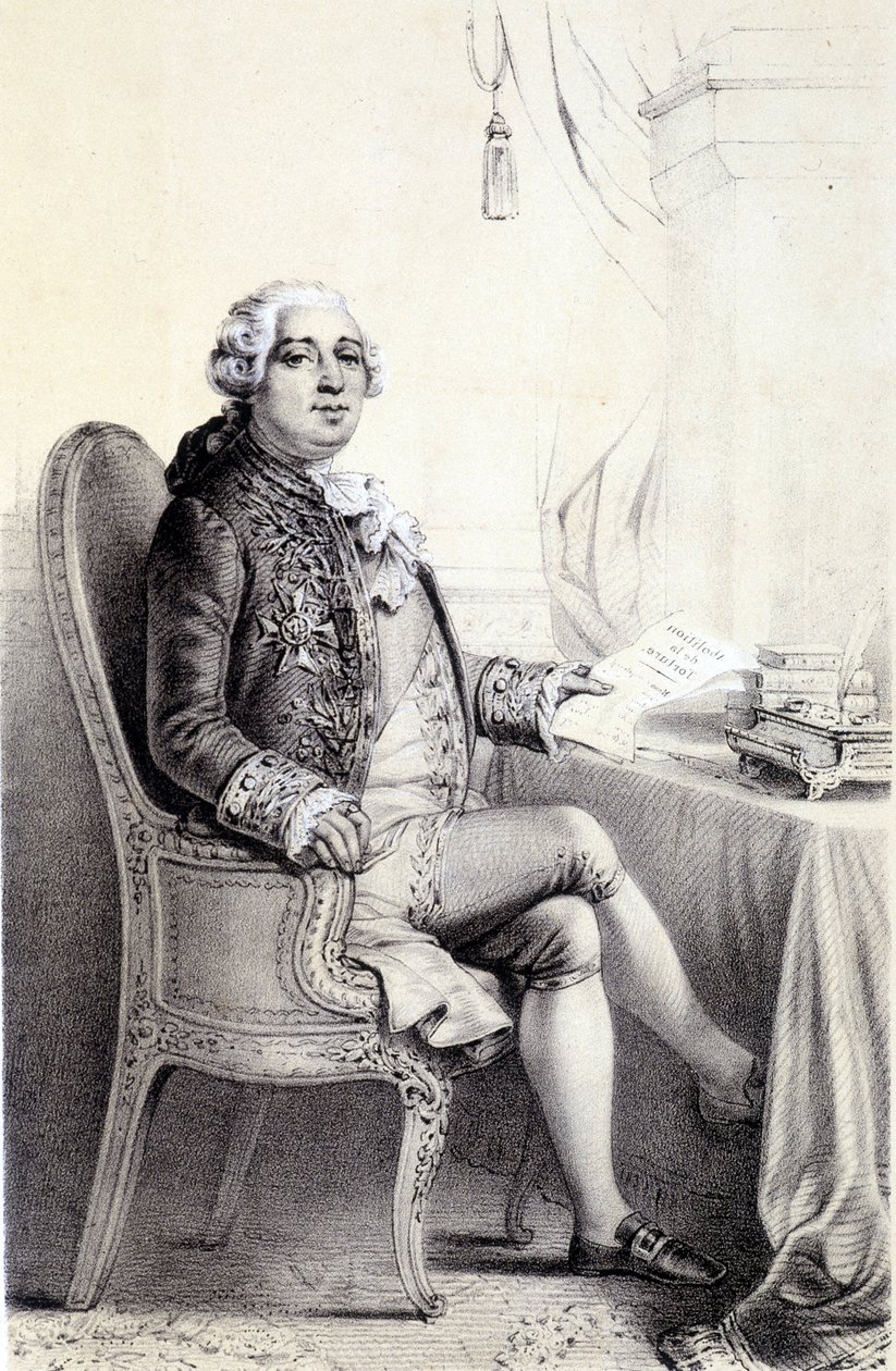 Ludvík XVI. v „Historické galerii francouzské revoluce“ od Alberta Maurina od French School