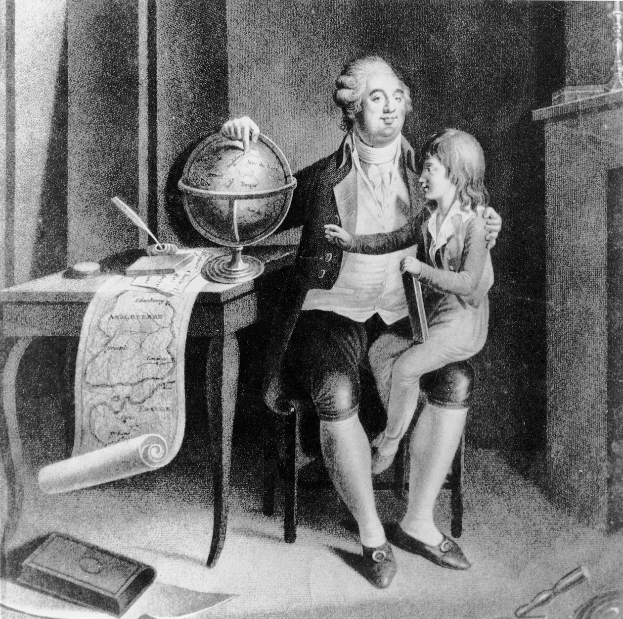 Ludvík XVI. učil zeměpis dauphinovi (litho) od French School