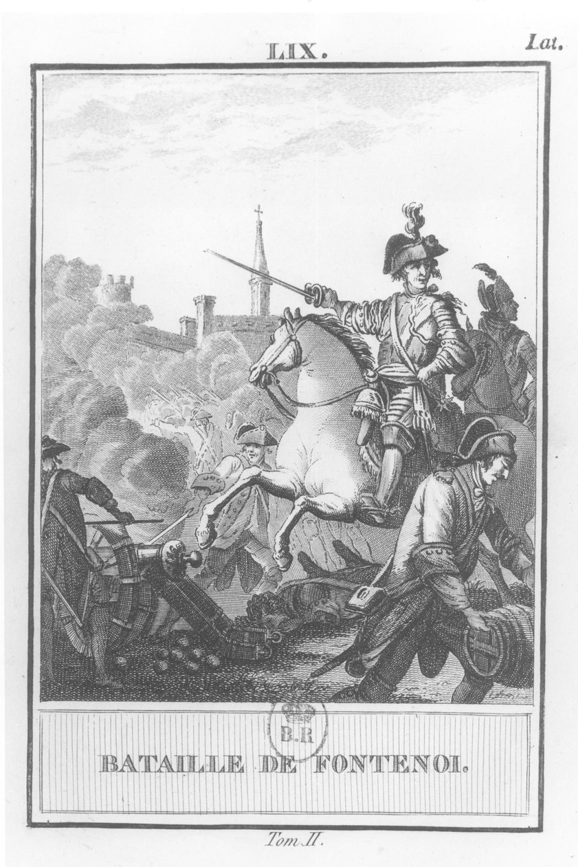 Ludvík XV. (1710-74) v bitvě u Fontenoy, 11. května 1745, od French School