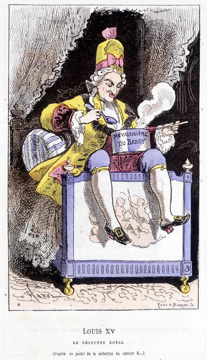Ludvík XV - v „“Historie Francie Tintamarresque““ od Touchatout od French School