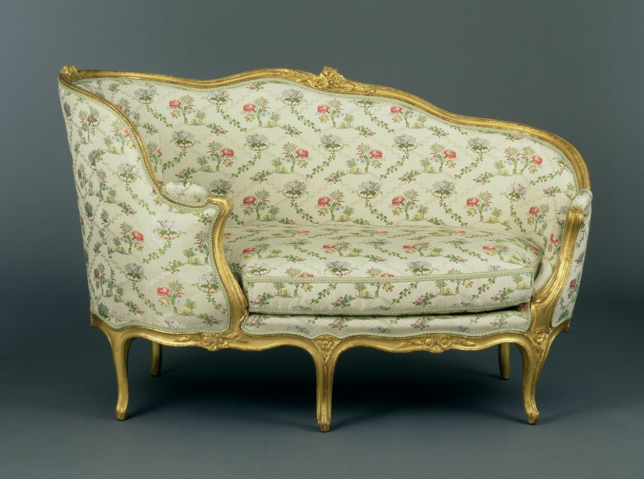 Louis XV Carved Giltwood Veilleuse, cca 1750 (vyřezávané zlacené dřevo a čalounění) od French School