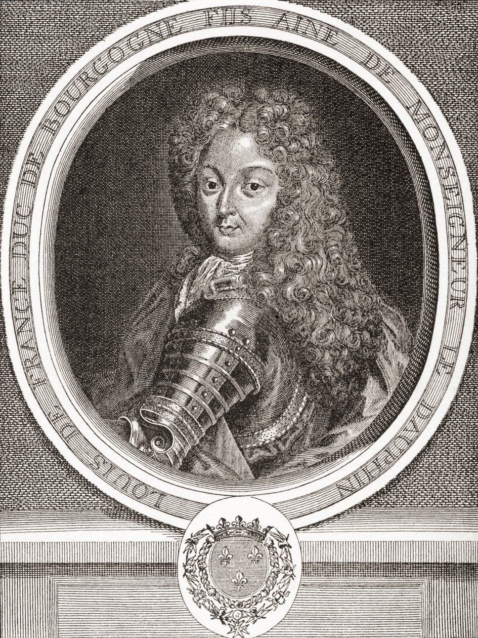 Louis de France, syn Francie, vévoda z Burgundska, 1682 1712. Nejstarší syn Louise, Dauphin z Francie, a známý jako Le Petit Dauphin. Z Les Heures Libres vydané v roce 1908. od French School