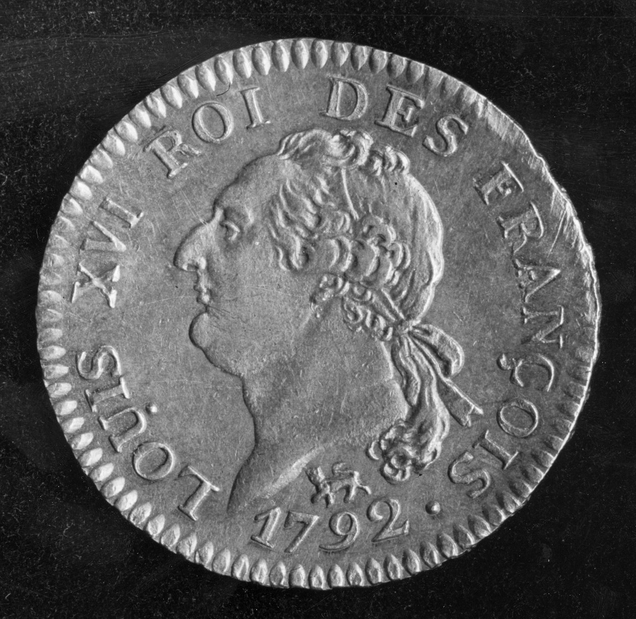 Louis dor zobrazující Ludvíka XVI., 1792 (zlato) (avers) od French School