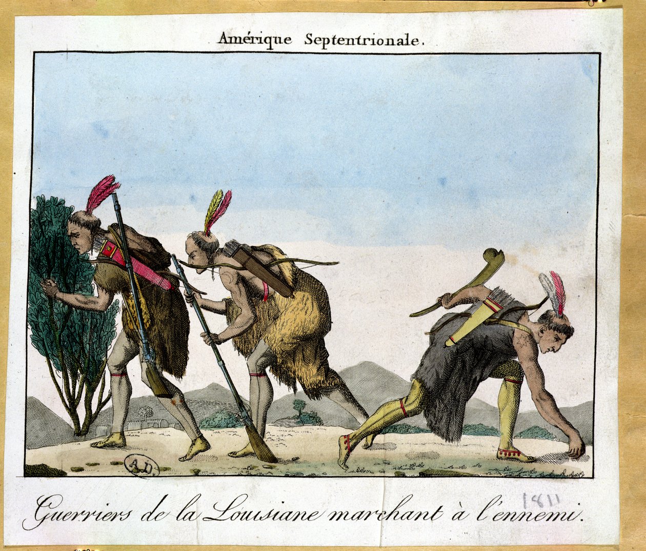 Louisianští indiáni sledují svého nepřítele, kolem roku 1811 od French School