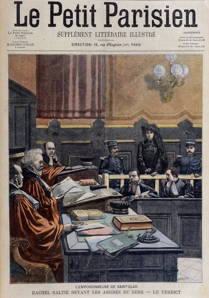 Otrava Saint-Clair: Rachel Galtié před Gers - v „Le Petit Journal“ z 13/11/1904 (rytina) od French School