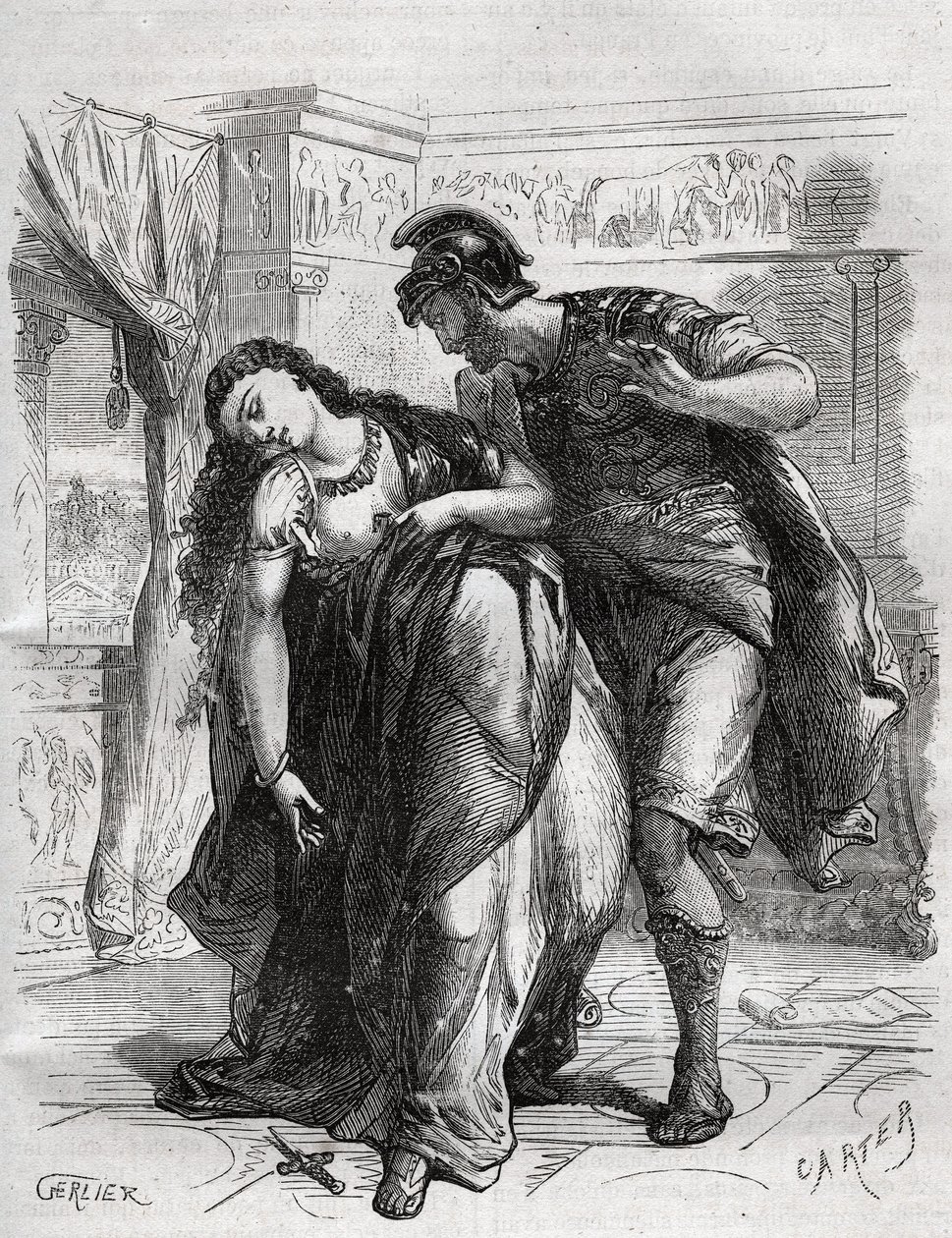 Lucreceina smrt: Lucrece (Lucrezia, Lucretia, římská dáma ze 6. století př. n. l.) se stala obětí násilí ze strany jeho bratrance Sexta Tarquina, syna Tarquina Superba. Spáchala sebevraždu před svým manželem, Lucius Tarquinius Collatinus, známý jako Ta od French School