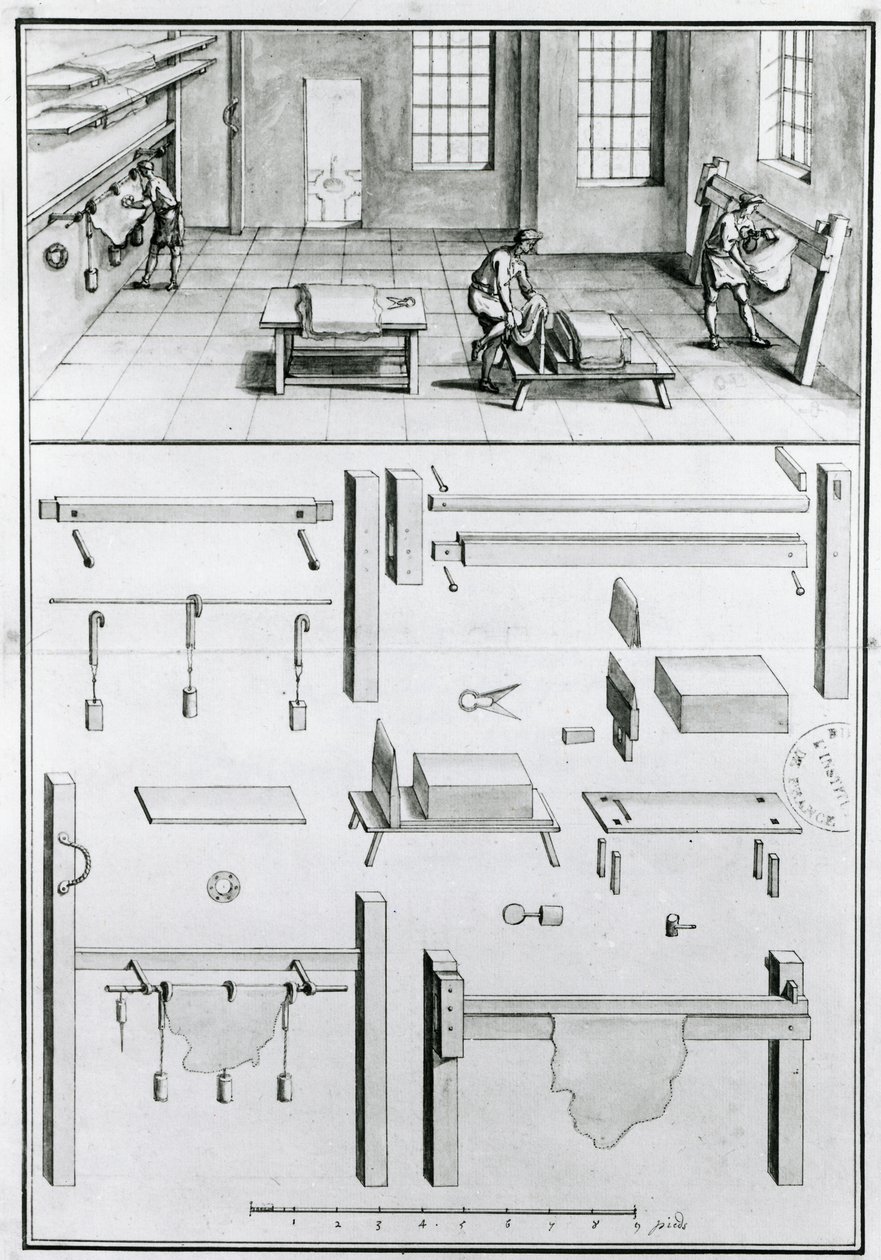 MS 1064 fol 11 Descriptions of Arts & Crafts od Denise Diderota (1713-84), vydáno kolem roku 1770. (černobílá fotografie) od French School
