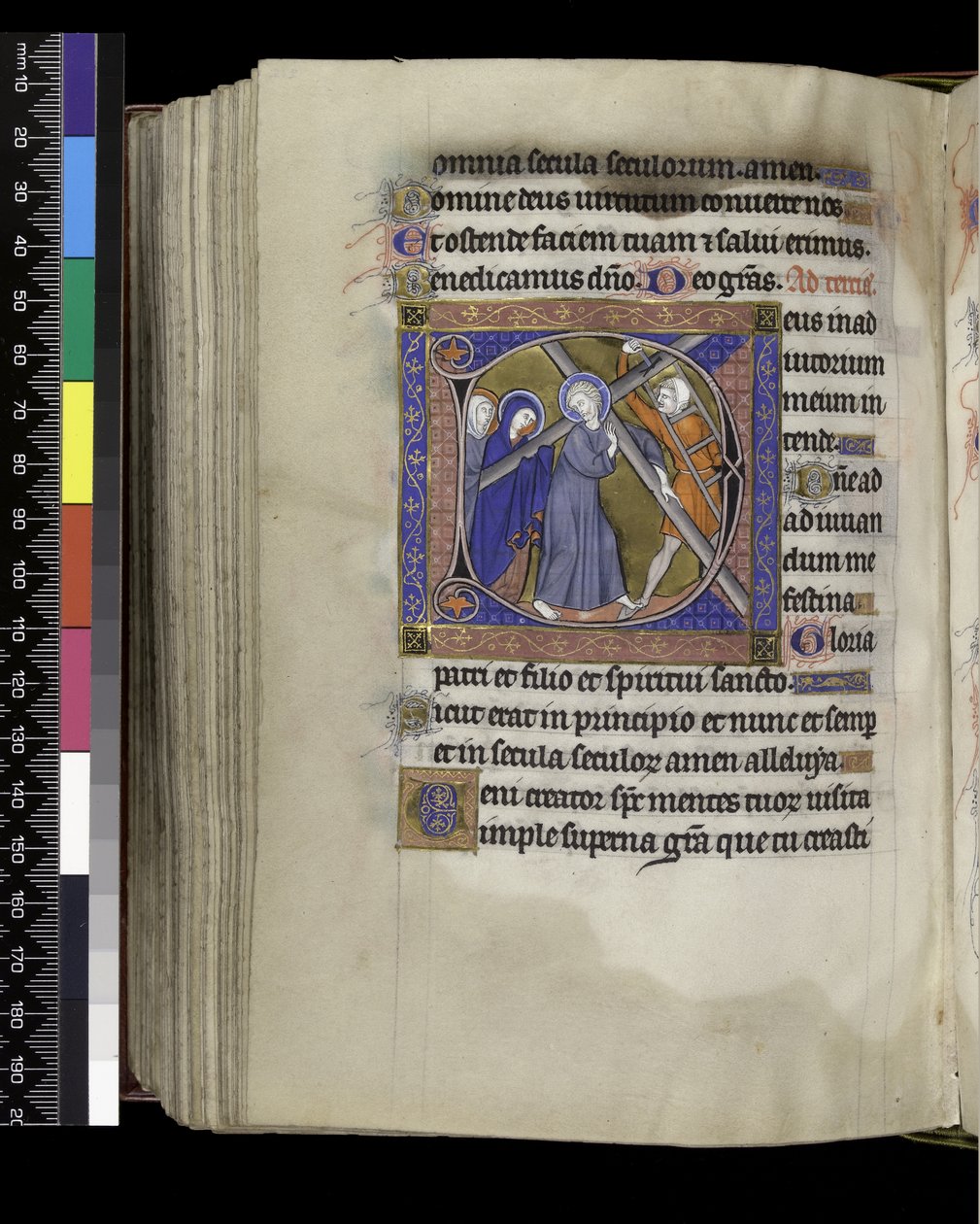 MS 300 f.212v, Terce, ze Žaltáře a hodin Isabely Francouzské, Paříž, kolem 1265-70 (pero a tuš a tempera na pergamenu) od French School