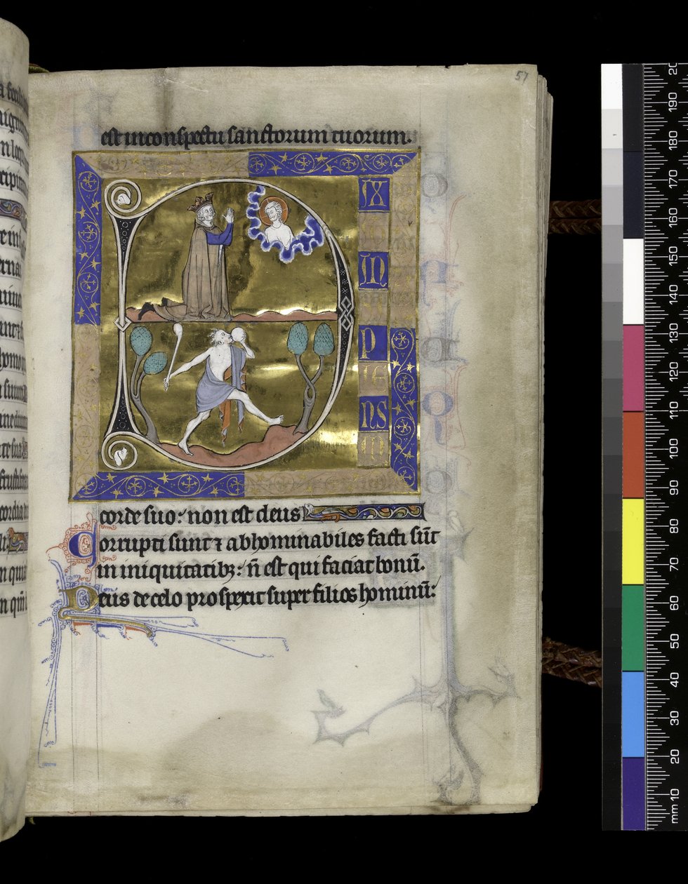 MS 300 f.57r, David se modlí k Bohu od French School