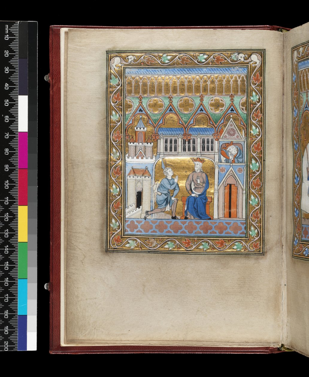 MS 300 f.IIIv, David, zobrazen dvakrát, dozvídá se o Absalomově smrti, ze Žaltáře a hodin Isabely Francouzské, Paříž, kolem 1265-70 (pero, inkoust a tempera na pergamenu) od French School