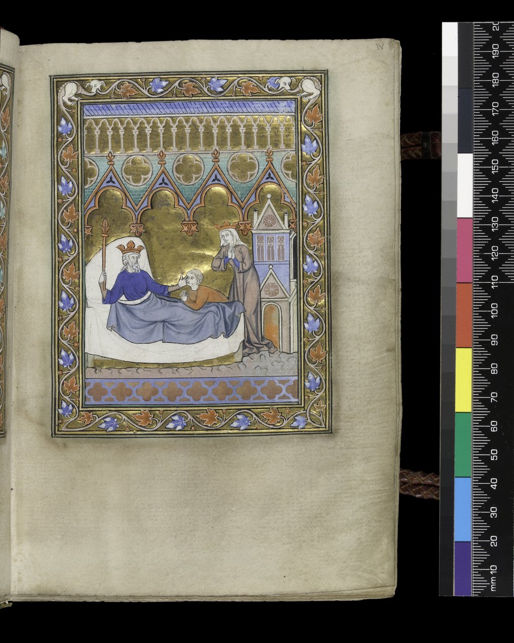 MS 300 f.IVr, folio ze Žaltáře a hodin Isabely Francouzské, Paříž, kolem 1265-70 (pero a tuš a tempera na pergamenu) od French School