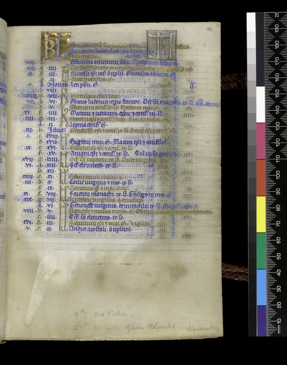 MS 300 f.XIIr, ze Žaltáře a hodin Isabely Francouzské, Paříž, kolem 1265-70 (pero a tuš a tempera na pergamenu) od French School