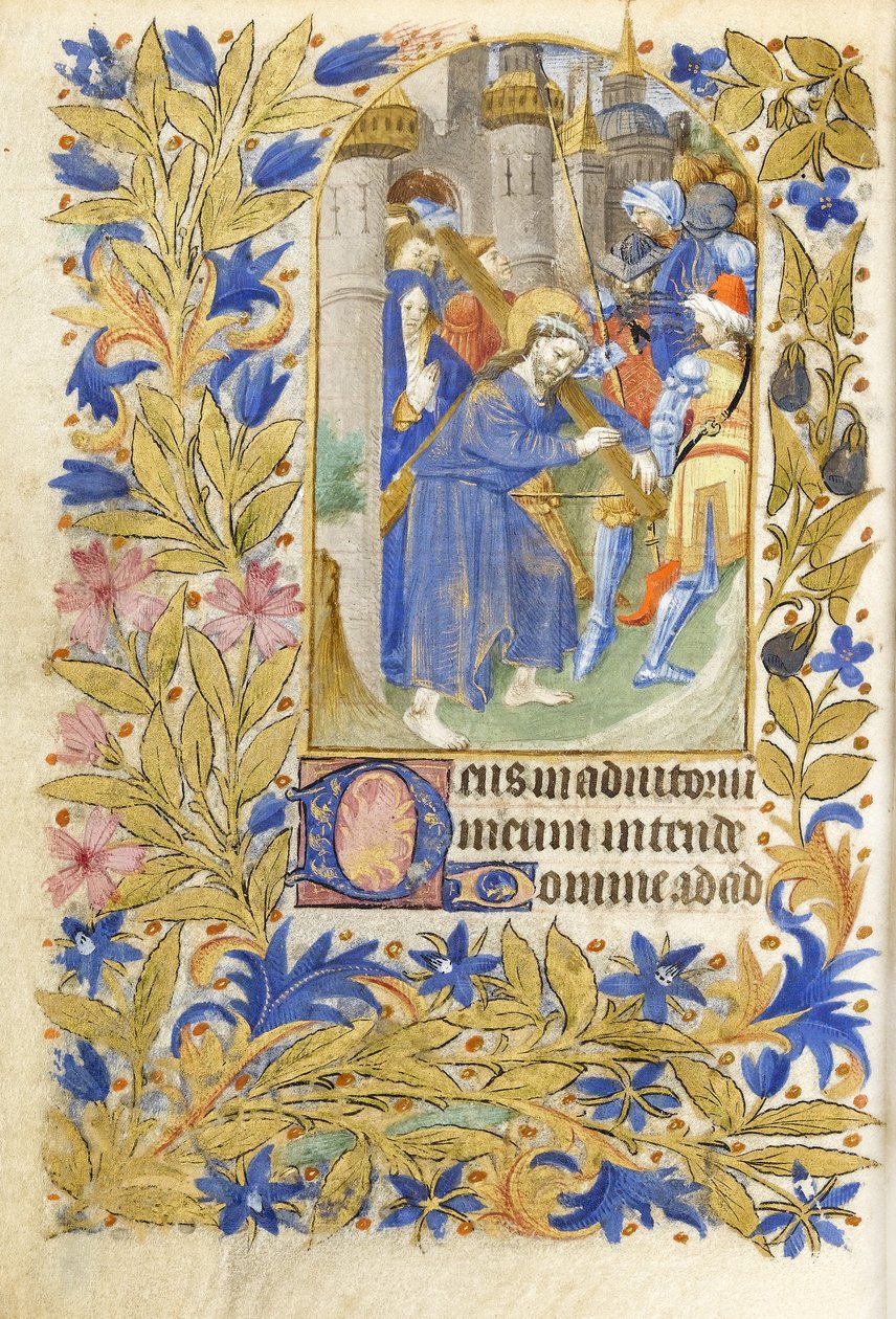 MS 39-1950 f.146v Kristus nesoucí kříž, 1464 (zlato, stříbro a barevný inkoust na pergamenu) od French School