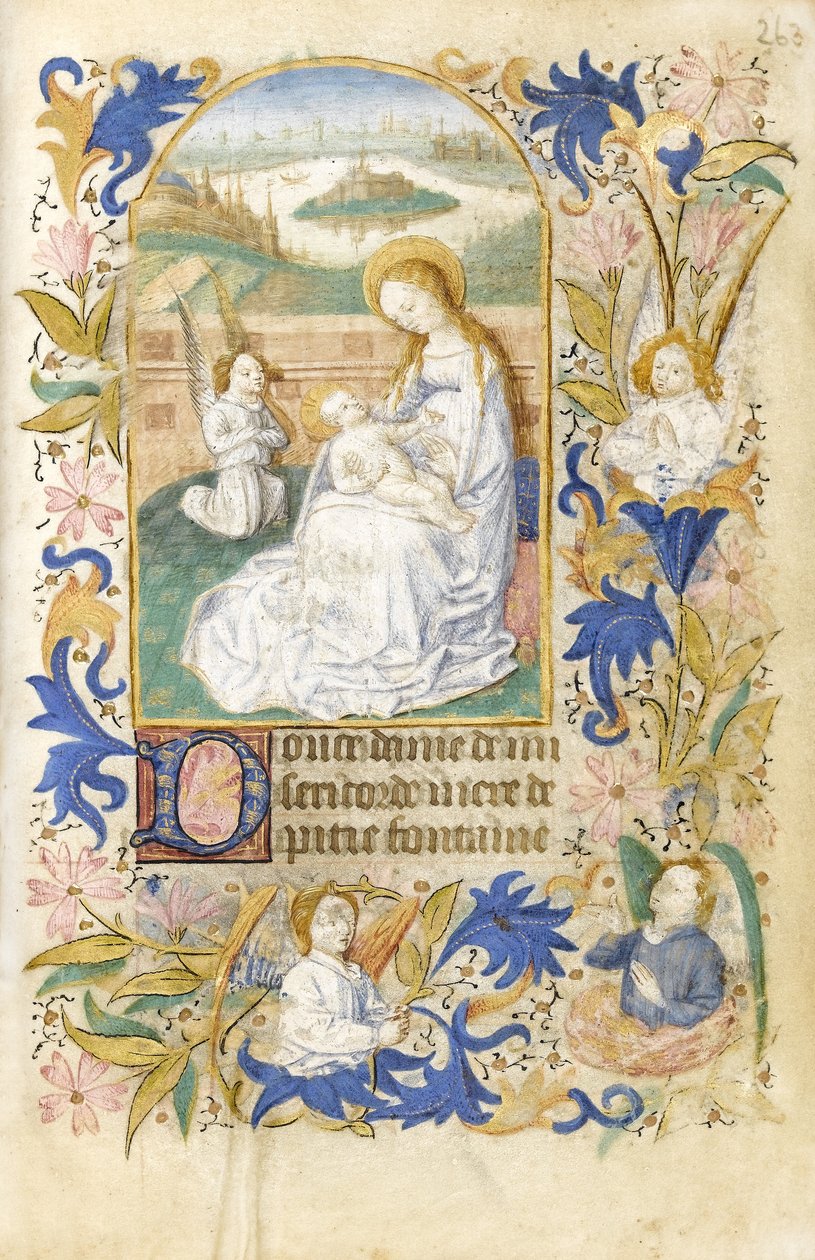MS 39-1950 f.263r The Adoration, 1464 (zlatý, stříbrný a barevný inkoust na pergamenu) od French School