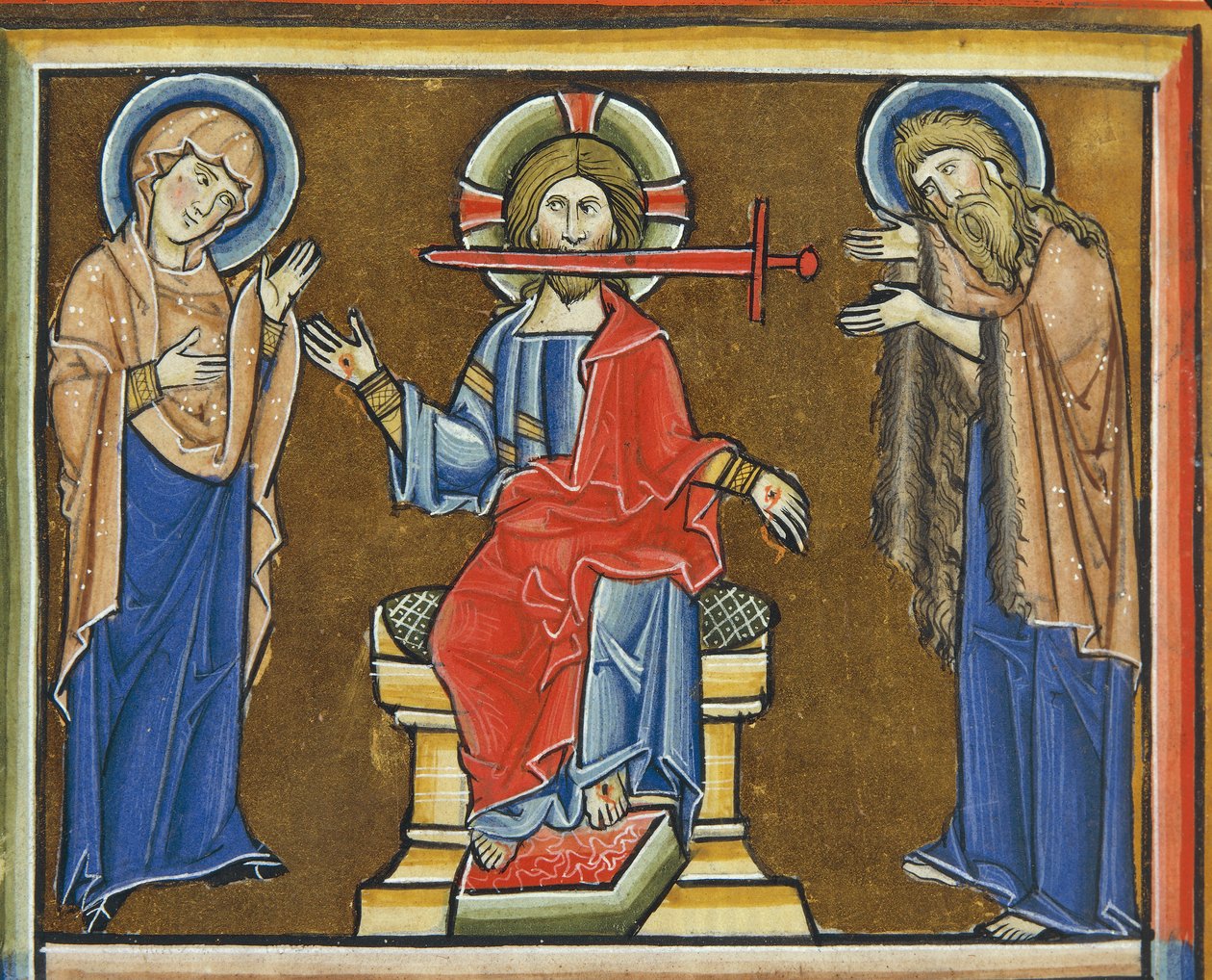 MS CXXXVII, Kristus Apokalypsy, ze žaltáře svaté Alžběty (tempera a plátek zlata na pergamenu) od French School