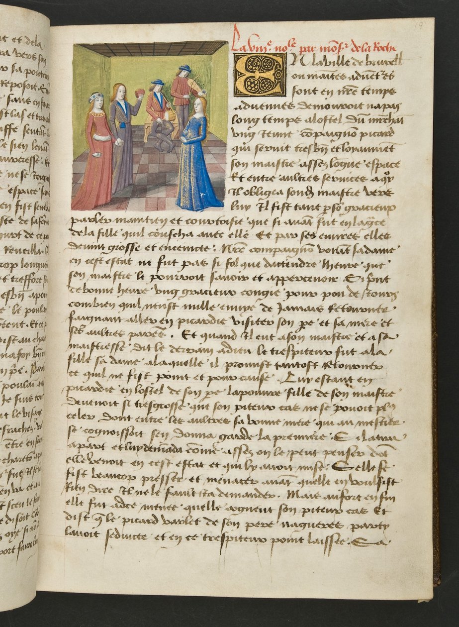 MS Hunter 252 019r Stránka ze stovky nových zpráv, c.1461-62 od French School