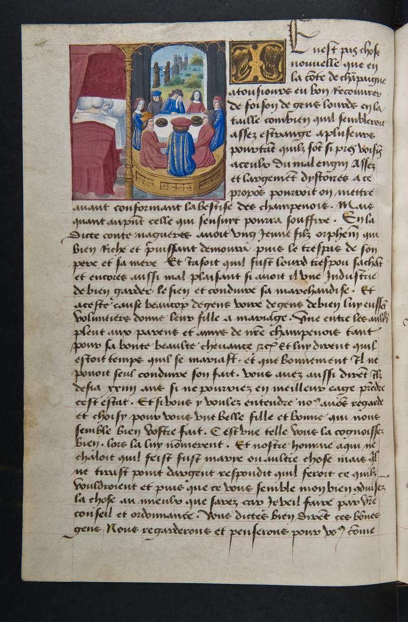 MS Hunter 252 042v Stránka ze stovky nových zpráv, c.1461-62 od French School