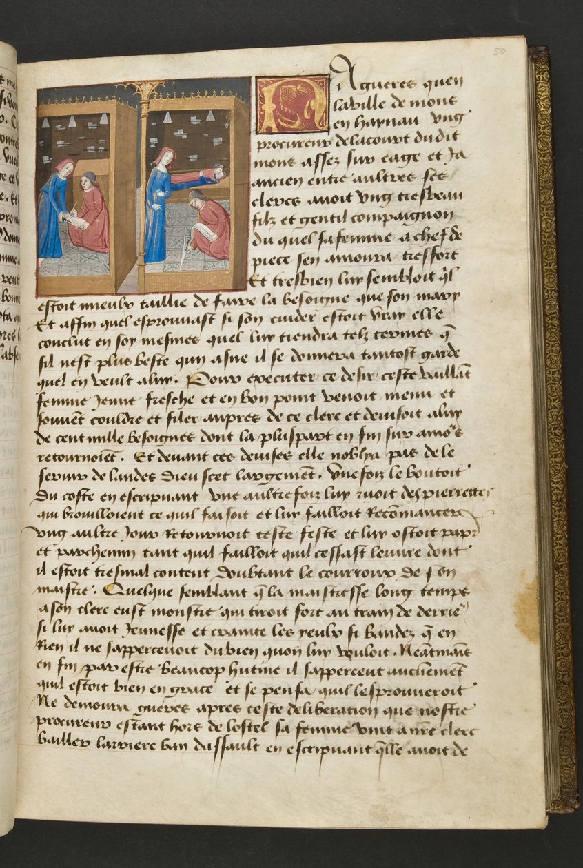 MS Hunter 252 050r Stránka ze stovky nových zpráv, c.1461-62 od French School